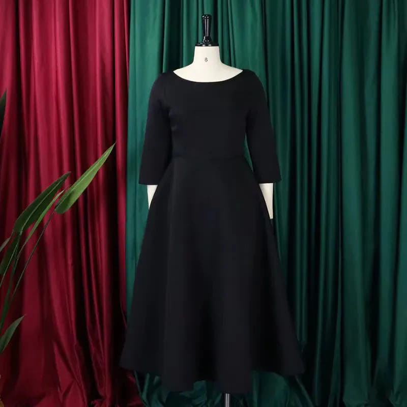 Lucille | Women's Belted Boat-Neck A-Line Midi Dress