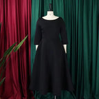 Lucille | Women's Belted Boat-Neck A-Line Midi Dress