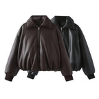 Melina | Women's Oversized Faux Leather Bomber Jacket