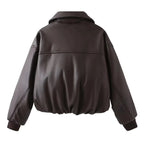 Melina | Women's Oversized Faux Leather Bomber Jacket