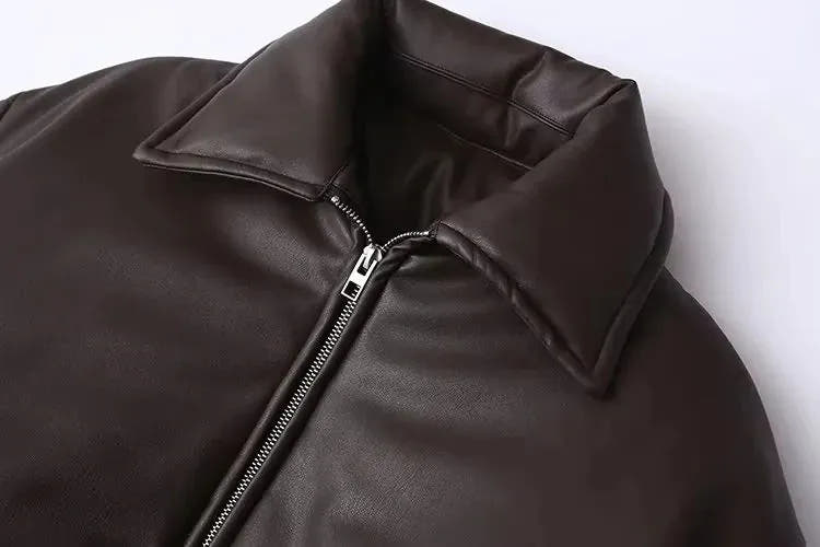 Melina | Women's Oversized Faux Leather Bomber Jacket