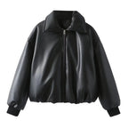 Melina | Women's Oversized Faux Leather Bomber Jacket