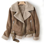 Noemi | Women's Faux Leather Biker Jacket with Teddy Lining