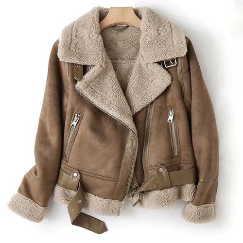 Noemi | Women's Faux Leather Biker Jacket with Teddy Lining