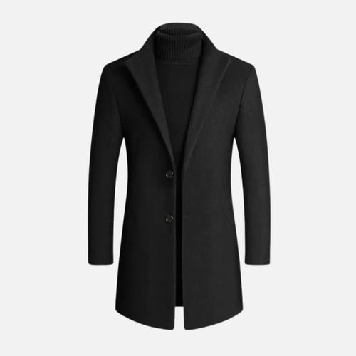Notched Lapel Single-Breasted Overcoat for Men