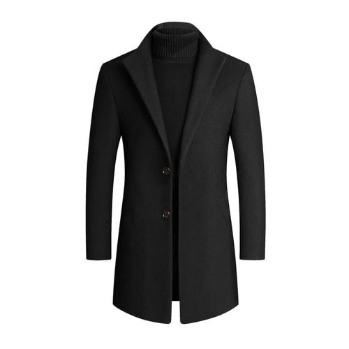 Notched Lapel Single-Breasted Overcoat for Men
