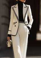 Orla | Women's Contrast Trim Blazer and Trouser Suit Set