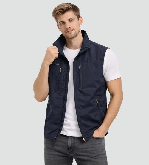 Outdoor Zip-Up Bodywarmer with Stand Collar for Men