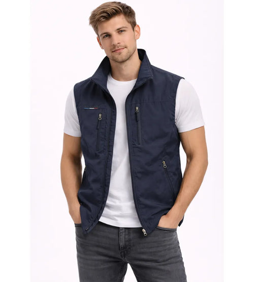 Outdoor Zip-Up Bodywarmer with Stand Collar for Men