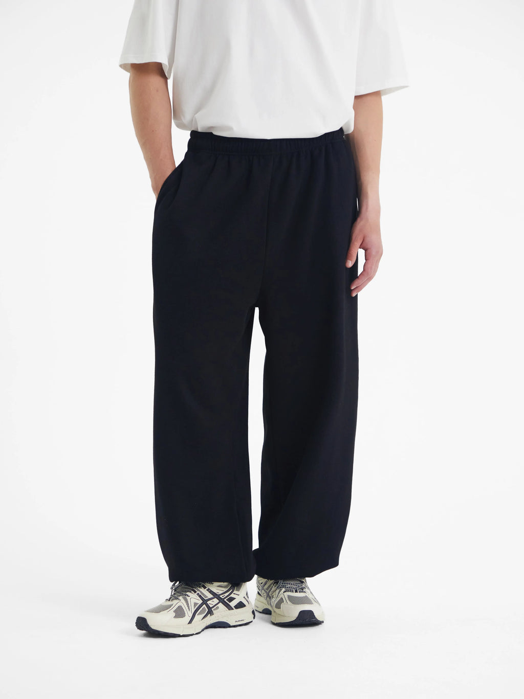 Oversized Fleece-Lined Wide Leg Sweatpants for Men
