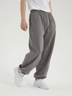Oversized Fleece-Lined Wide Leg Sweatpants for Men