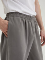 Oversized Fleece-Lined Wide Leg Sweatpants for Men