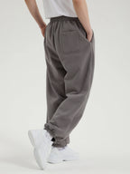 Oversized Fleece-Lined Wide Leg Sweatpants for Men