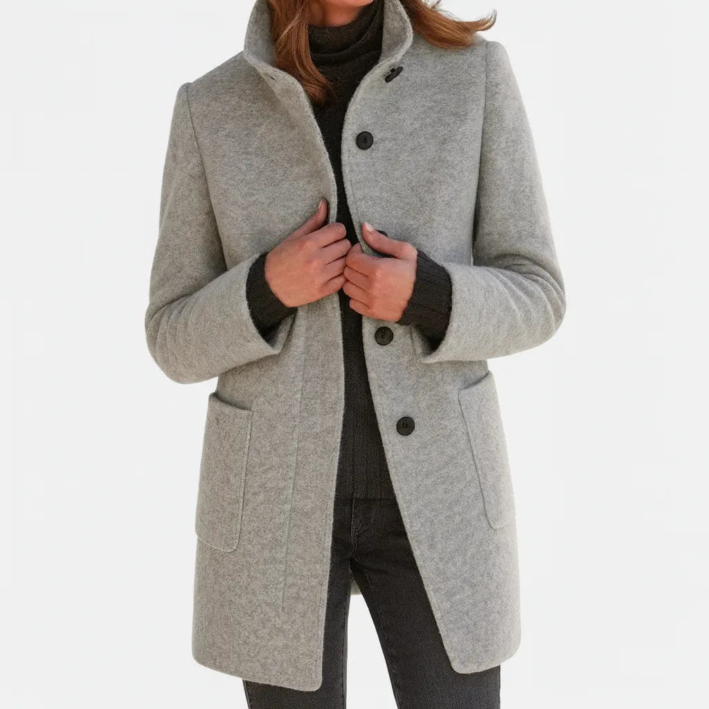 Pauline | Women's Straight-Cut Mid-Length Button Coat