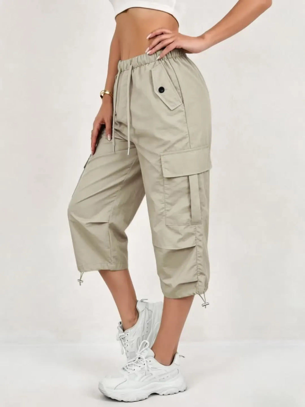 Philomena | Women's Cargo Capri Trousers with Flap Pockets