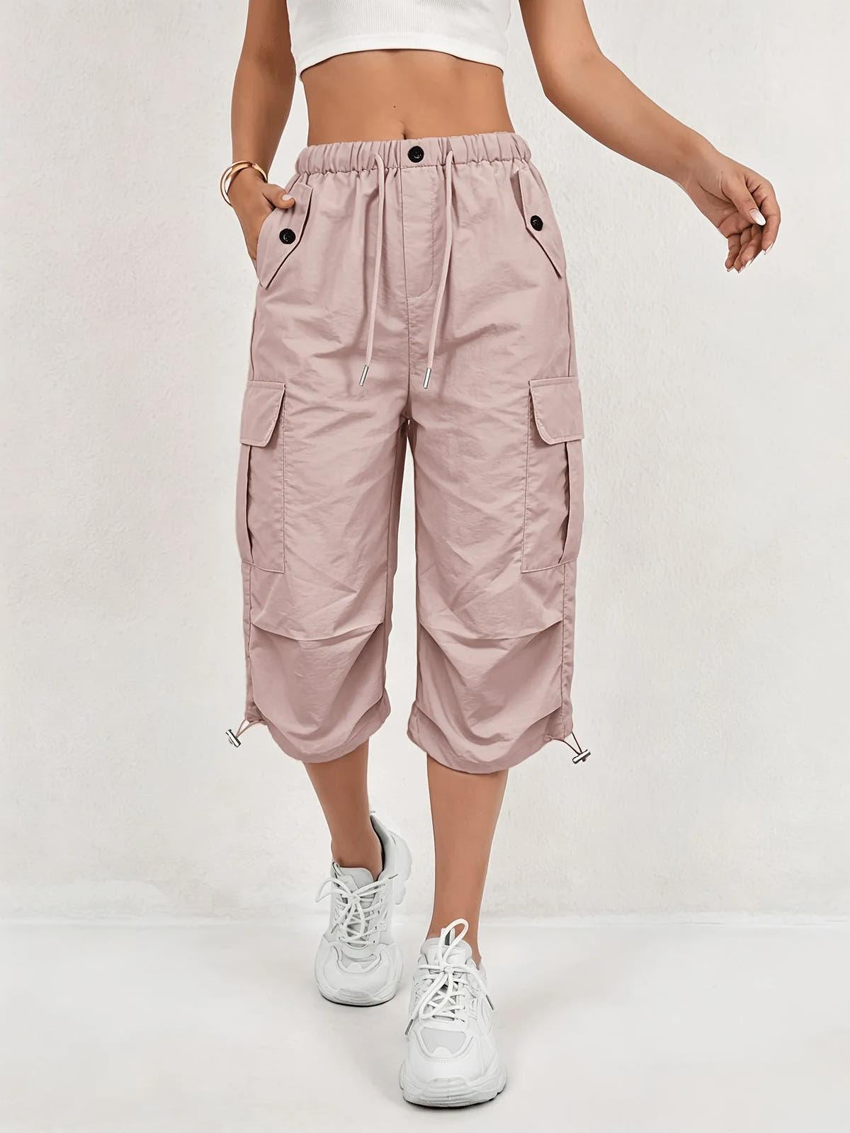 Philomena | Women's Cargo Capri Trousers with Flap Pockets