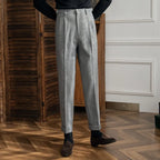 Pleated Tailored Trousers with Adjustable Side Tabs for Men