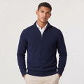 Quarter-Zip Knitted Sweater with Stand Collar for Men