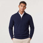 Quarter-Zip Knitted Sweater with Stand Collar for Men