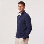 Quarter-Zip Knitted Sweater with Stand Collar for Men