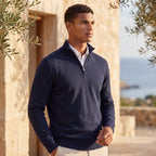 Quarter-Zip Knitted Sweater with Stand Collar for Men