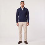 Quarter-Zip Knitted Sweater with Stand Collar for Men