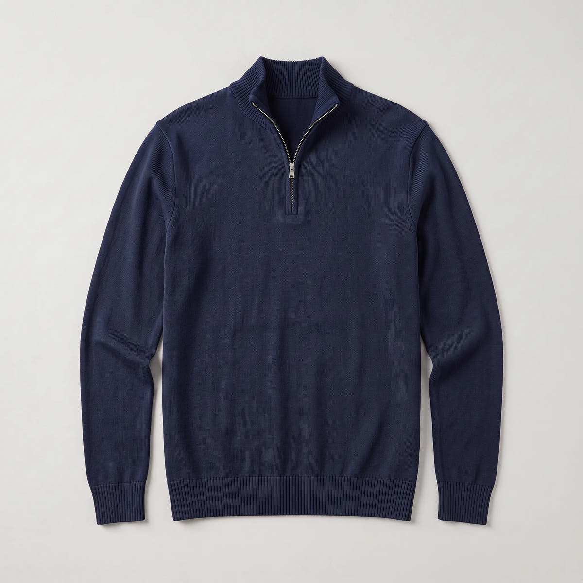 Quarter-Zip Knitted Sweater with Stand Collar for Men