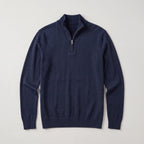 Quarter-Zip Knitted Sweater with Stand Collar for Men