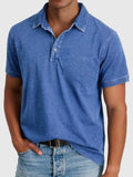 Regular Fit Cotton-Denim Short Sleeve Polo Shirt for Men