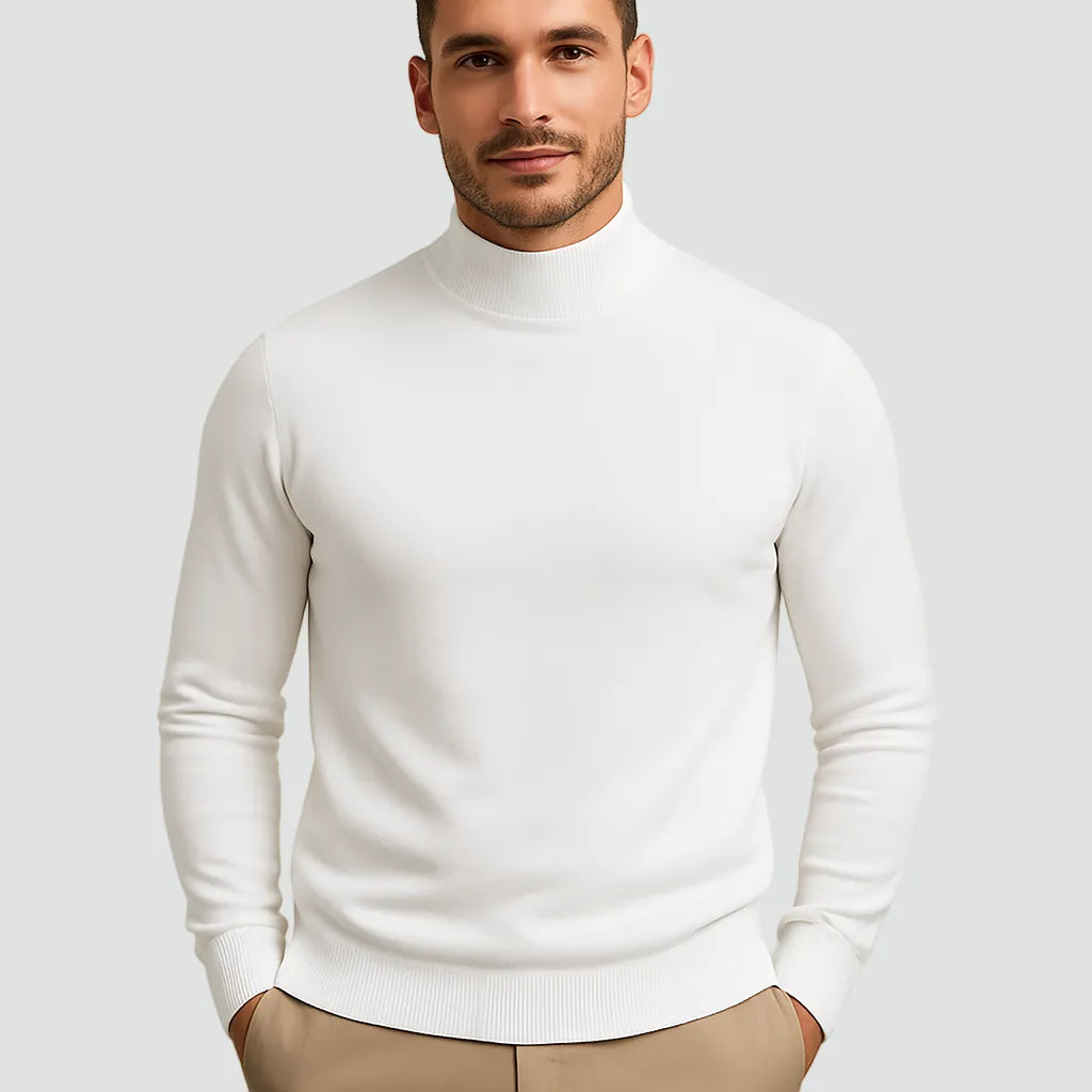 Regular-Fit Fine-Knit Turtleneck Sweater for Men