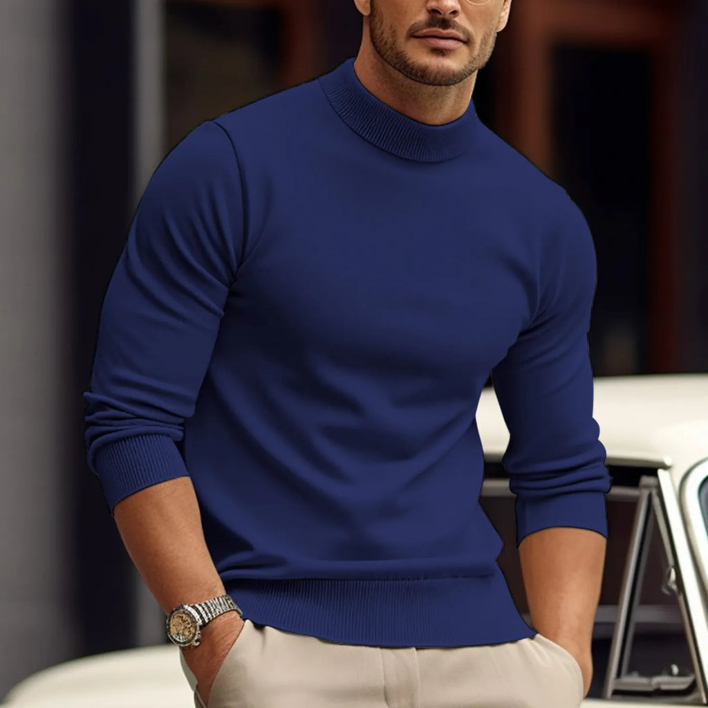 Regular-Fit Fine-Knit Turtleneck Sweater for Men