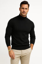 Regular-Fit Fine-Knit Turtleneck Sweater for Men