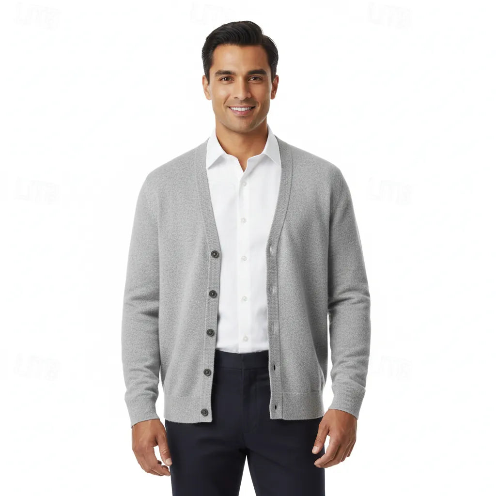 Regular-Fit V-Neck Button-Front Cardigan for Men