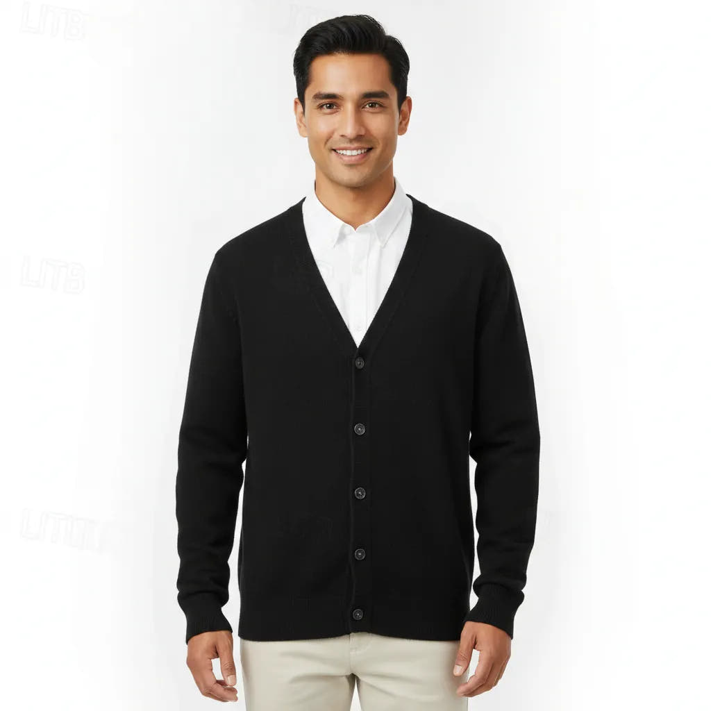 Regular-Fit V-Neck Button-Front Cardigan for Men