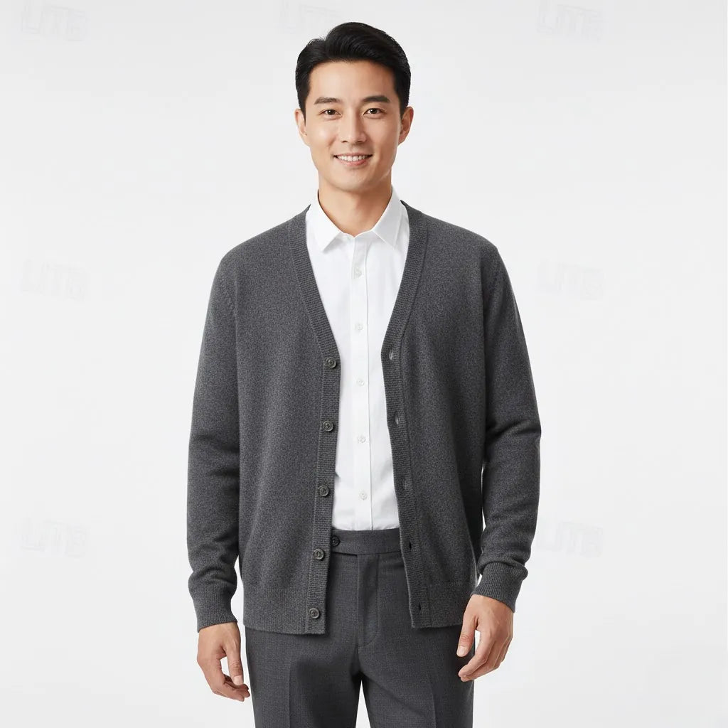 Regular-Fit V-Neck Button-Front Cardigan for Men