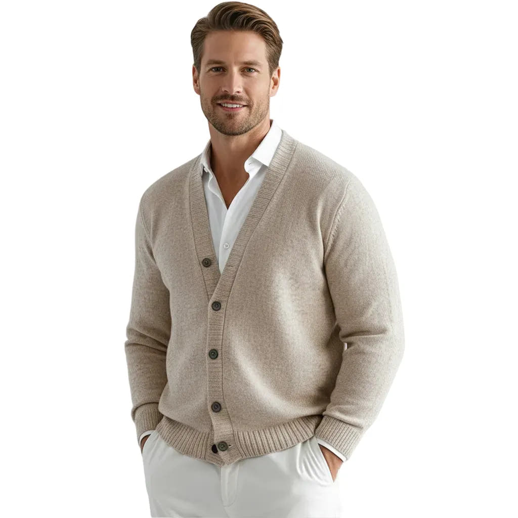 Regular-Fit V-Neck Button-Front Cardigan for Men
