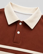 Relaxed Fit Color Block Rugby Polo Sweater for Men