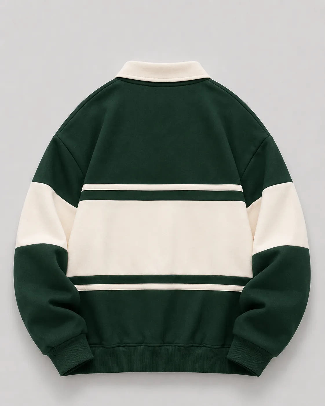Relaxed Fit Color Block Rugby Polo Sweater for Men