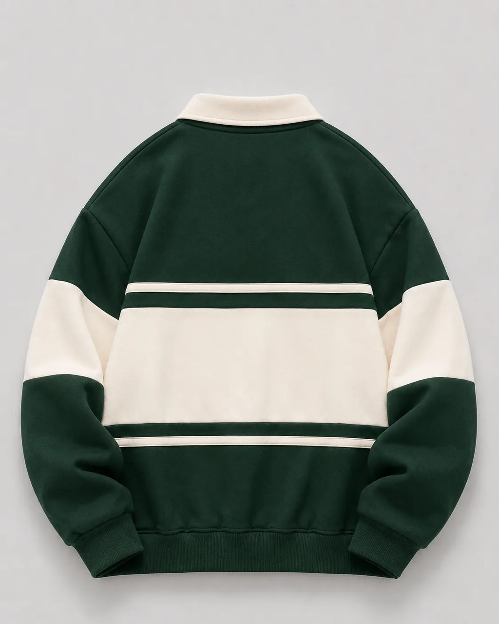 Relaxed Fit Color Block Rugby Polo Sweater for Men