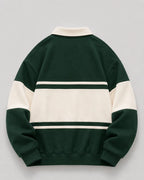 Relaxed Fit Color Block Rugby Polo Sweater for Men