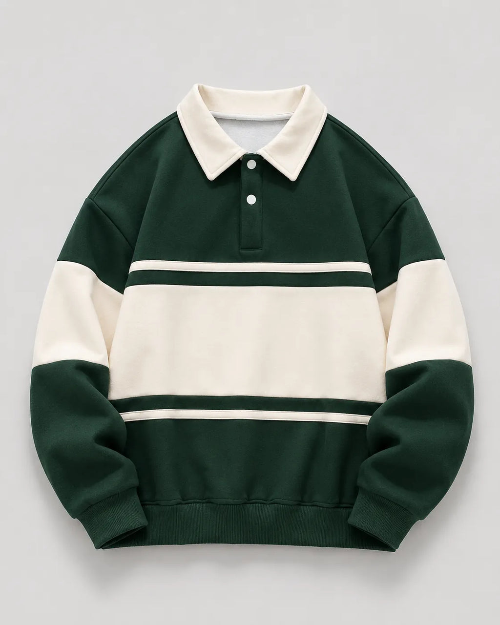 Relaxed Fit Color Block Rugby Polo Sweater for Men