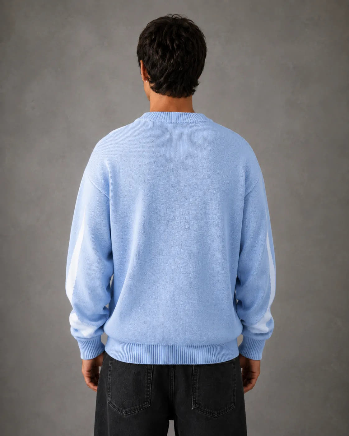 Relaxed-Fit Drop-Shoulder Graphic Knit Sweater for Men