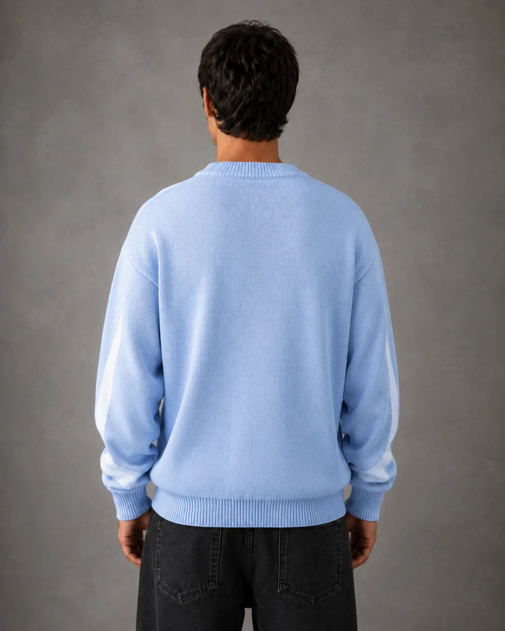 Relaxed-Fit Drop-Shoulder Graphic Knit Sweater for Men