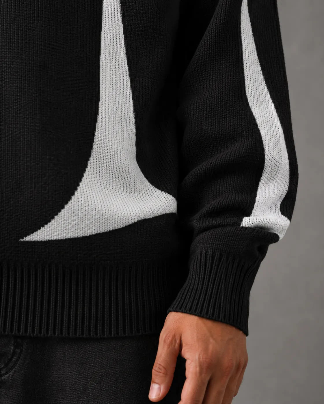Relaxed-Fit Drop-Shoulder Graphic Knit Sweater for Men
