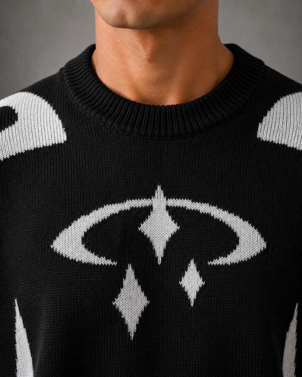 Relaxed-Fit Drop-Shoulder Graphic Knit Sweater for Men