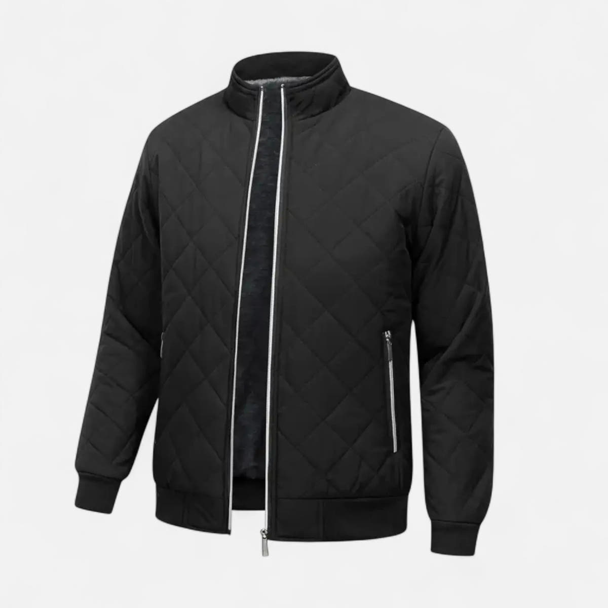 Relaxed-Fit Quilted Fleece-Lined Winter Jacket for Men
