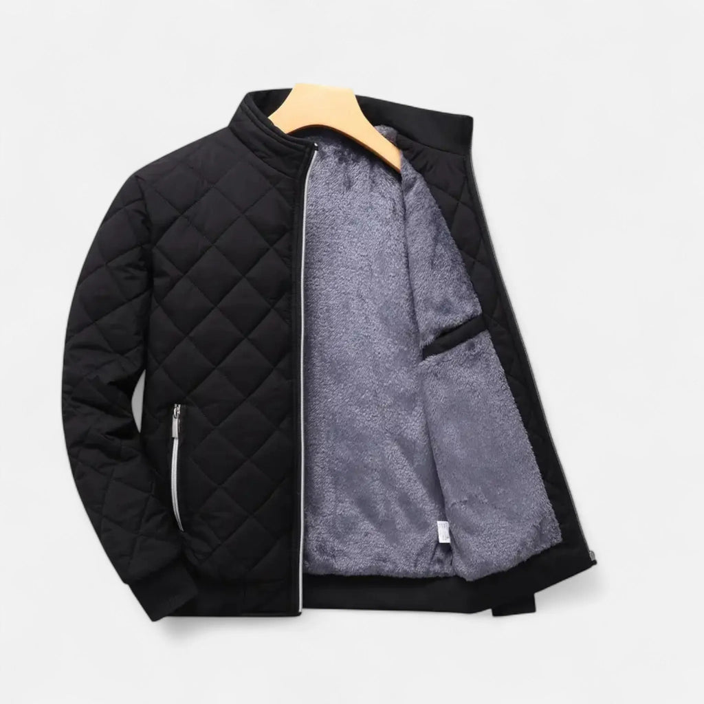 Relaxed-Fit Quilted Fleece-Lined Winter Jacket for Men