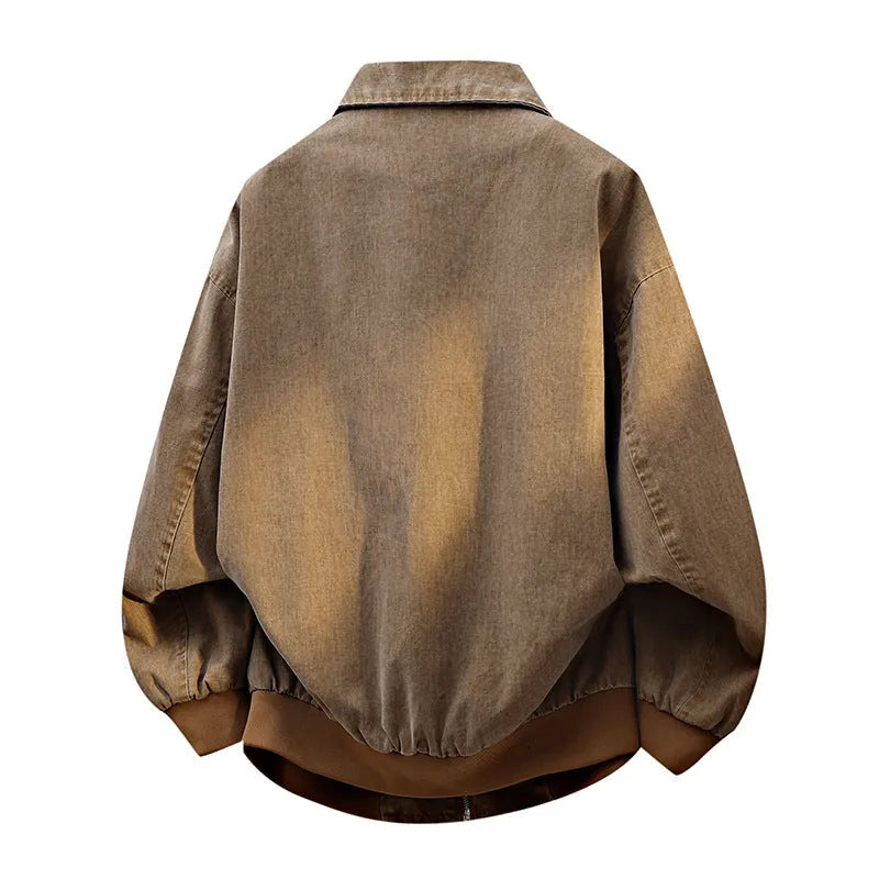 Relaxed-Fit Vintage Wash Bomber Jacket for Men