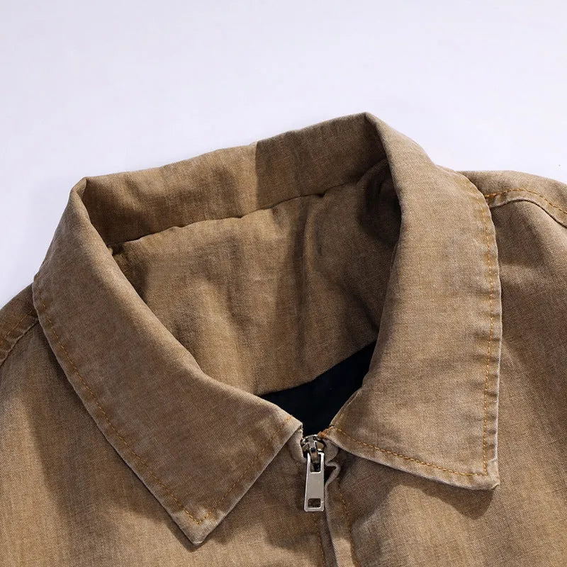 Relaxed-Fit Vintage Wash Bomber Jacket for Men