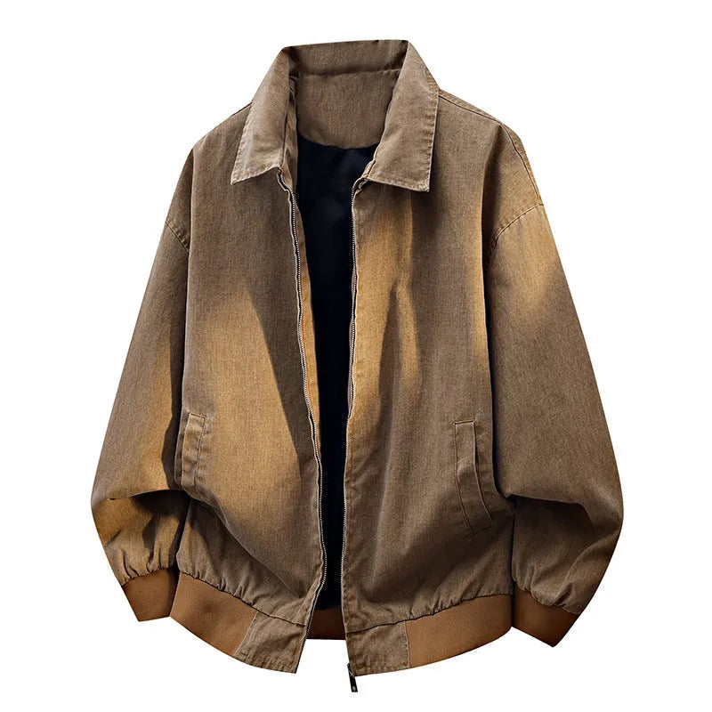 Relaxed-Fit Vintage Wash Bomber Jacket for Men